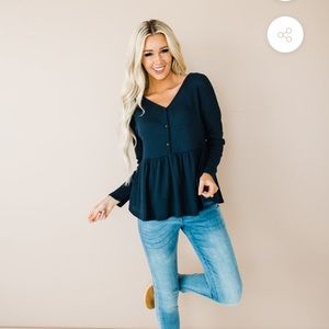Navy Blue Peplum Top